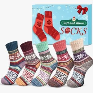 Women's socks, 5 colorful pair. Shoe size 5-10. New, boxed.